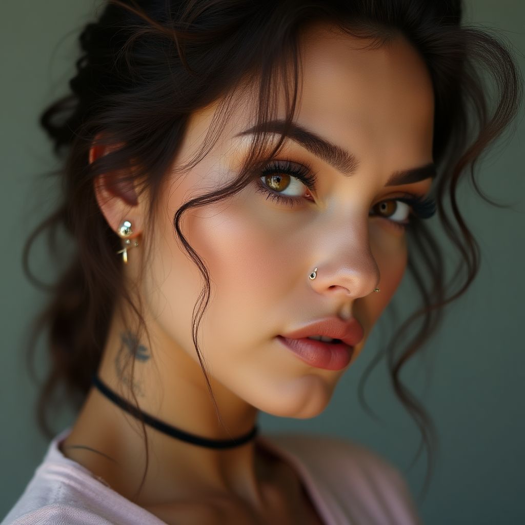 Especialista en piercings ajustando un piercing
